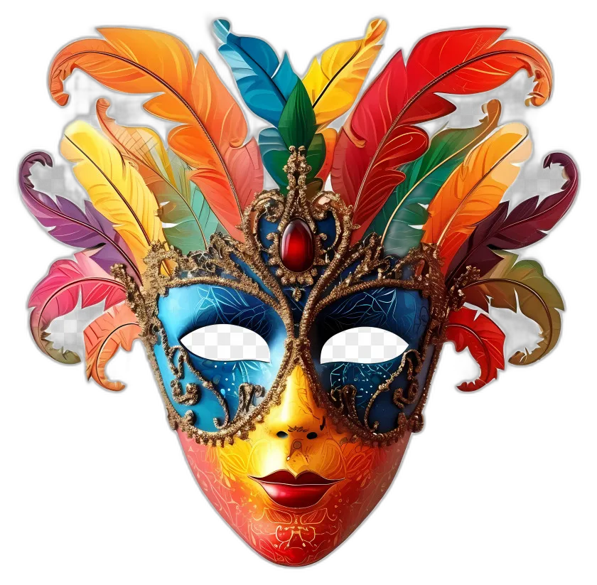 Venetian Carnival Mask with Feathers