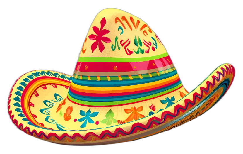 Colorful Mexican Sombrero with Floral Patterns