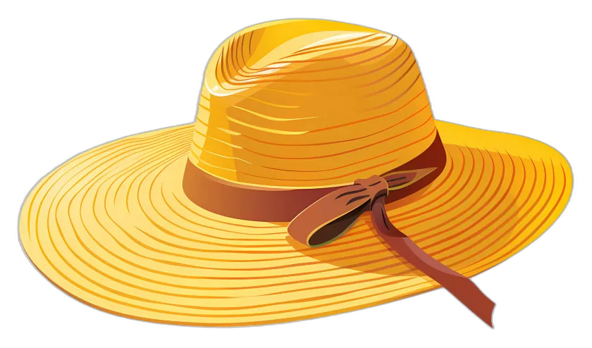 Yellow Straw Sun Hat with Ribbon