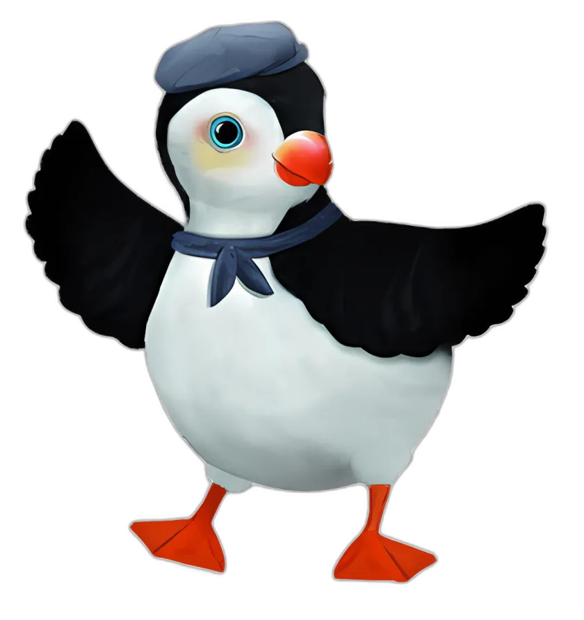 Cute Cartoon Puffin with Hat