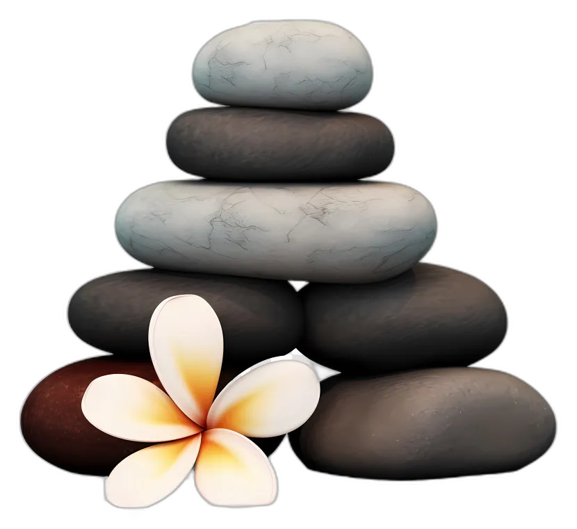 Zen Spa Stones with Frangipani Flower