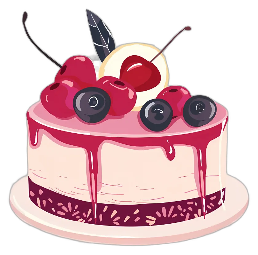 Cartoon Cake with Berries
