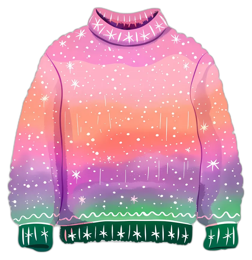 Gradient Christmas Sweater with Snowflakes
