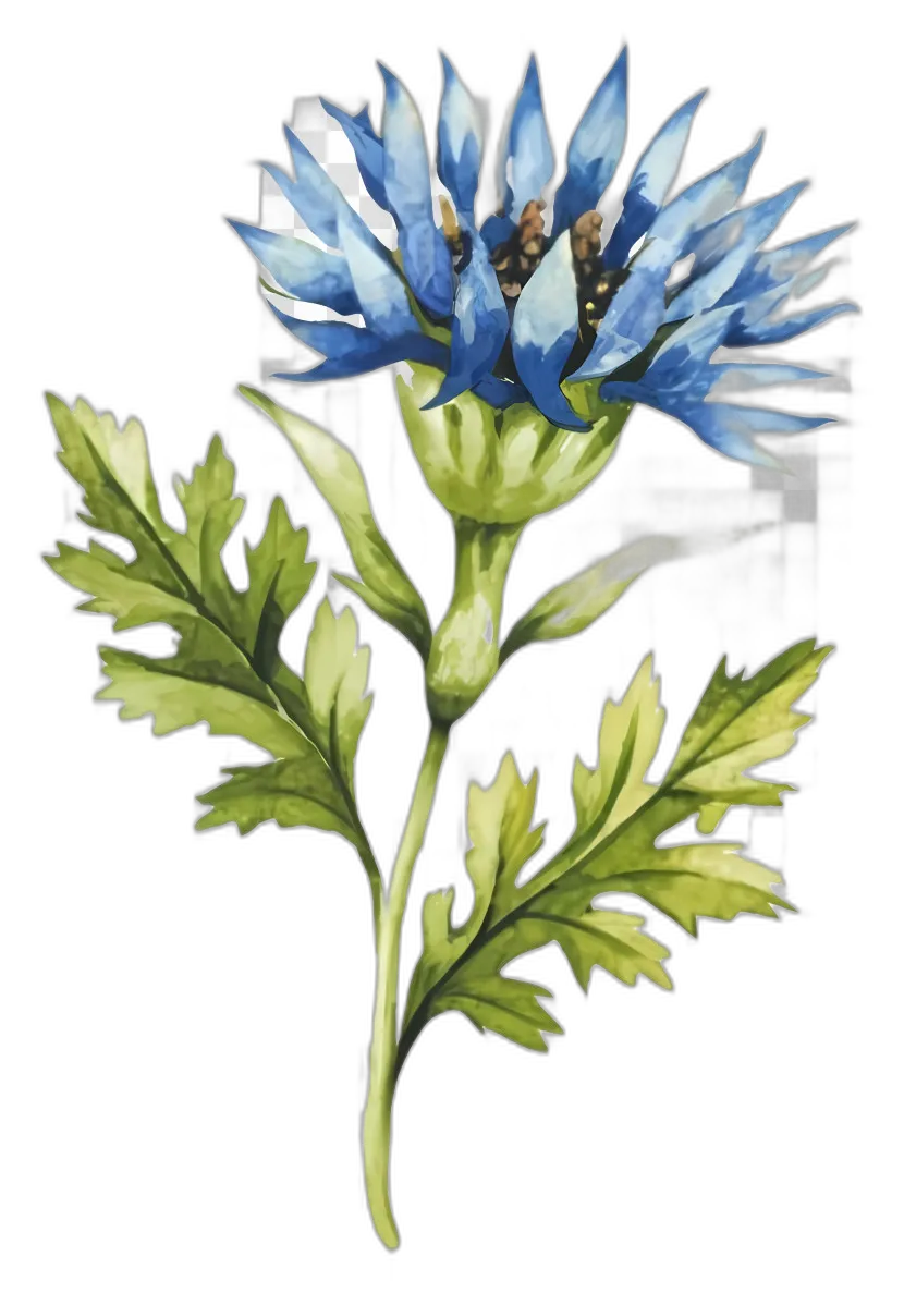 Blue Cornflower Watercolor Botanical