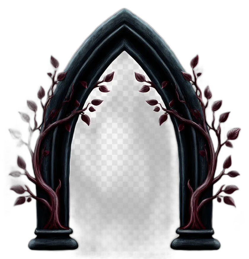 Gothic Archway with Crimson Vines