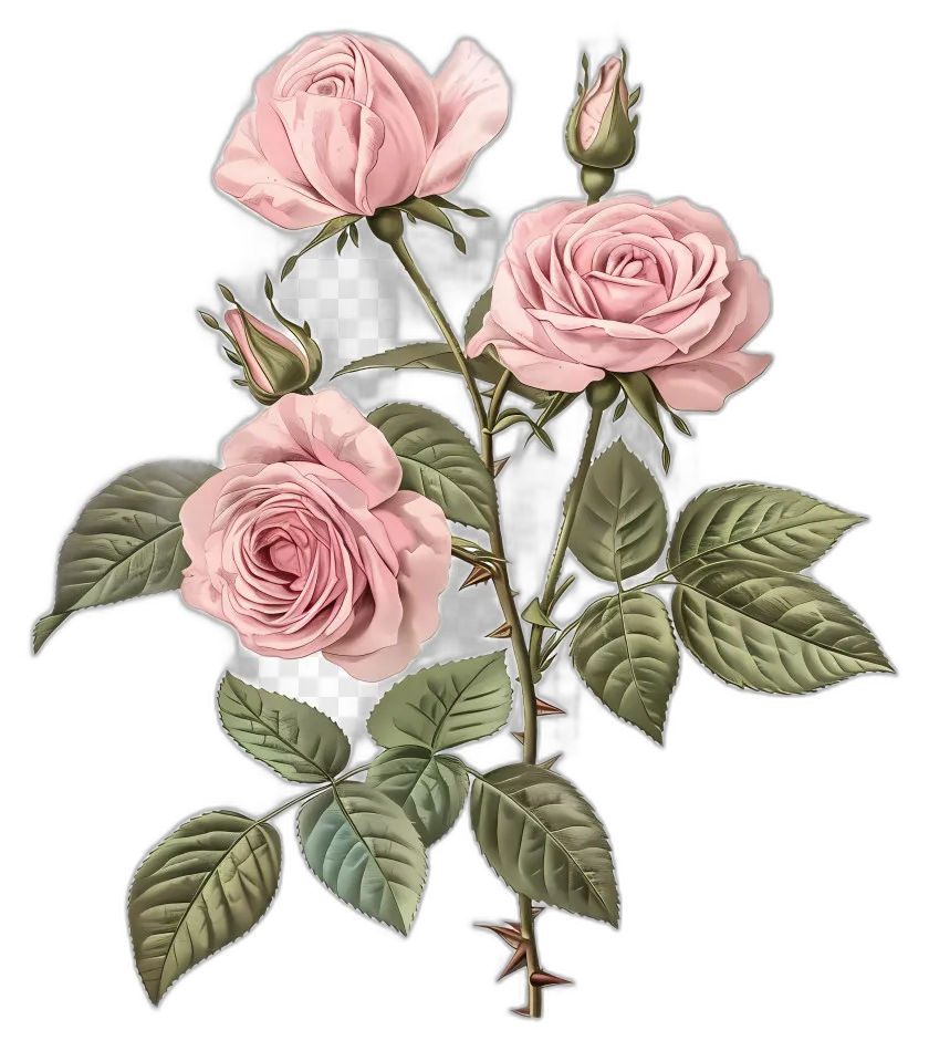 Pink Roses Botanical