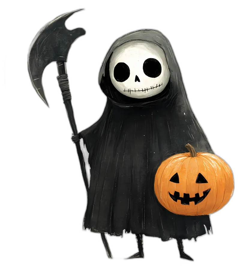 Grim Reaper with Halloween Pumpkin