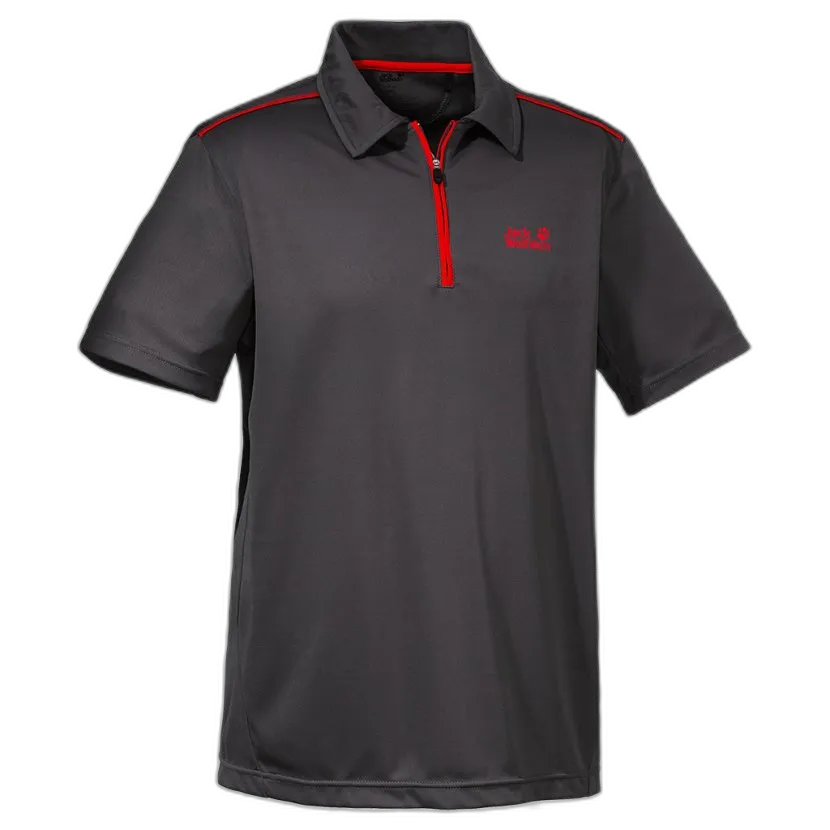 Dark Gray Polo Shirt with Red Zipper