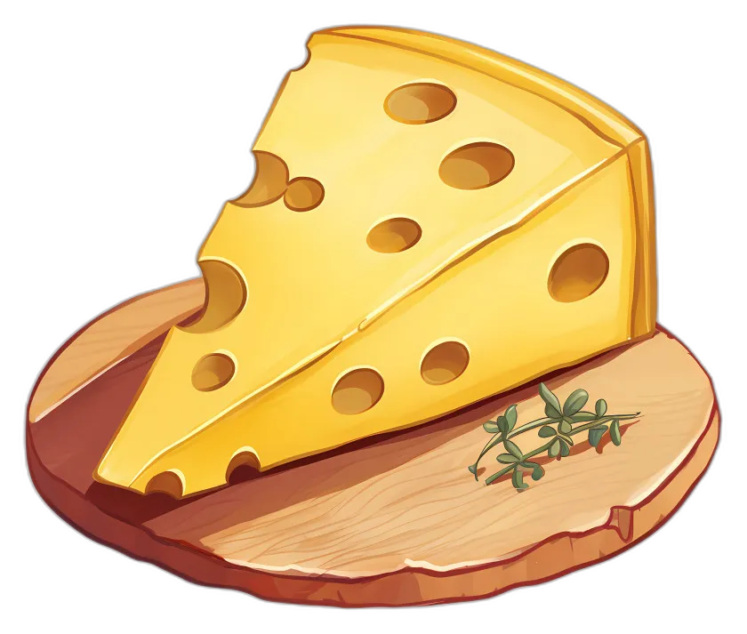 Cartoon Cheese Slice on Board