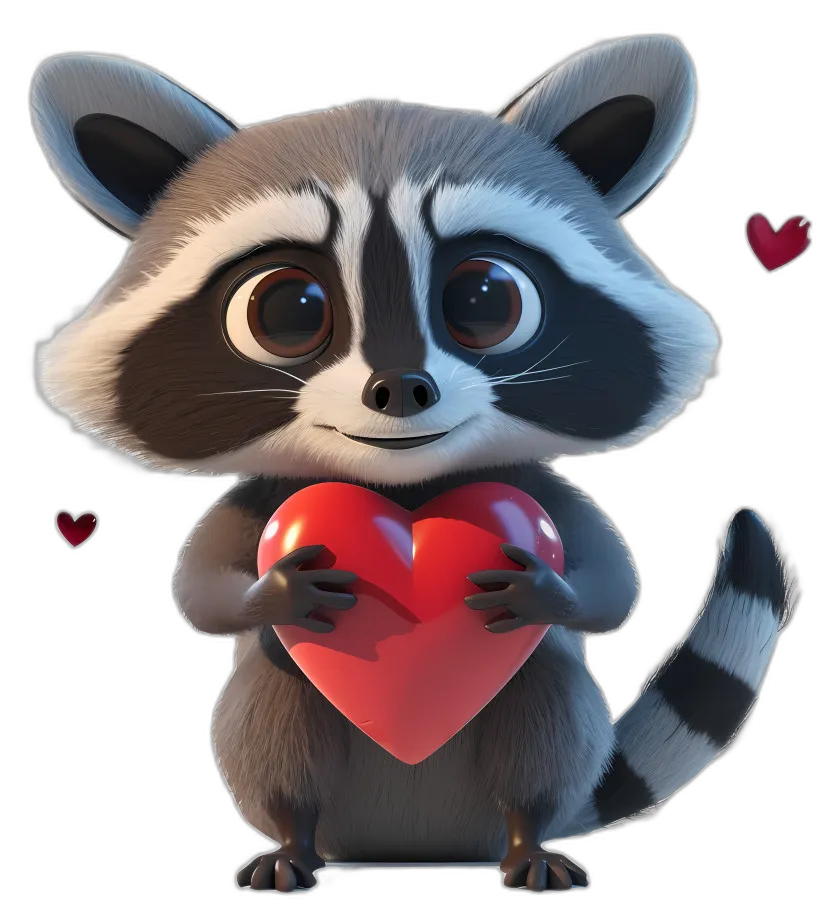 Cute Cartoon Raccoon with Heart