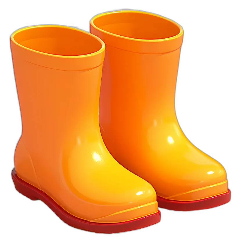 Orange Rain Boots with Red Sole