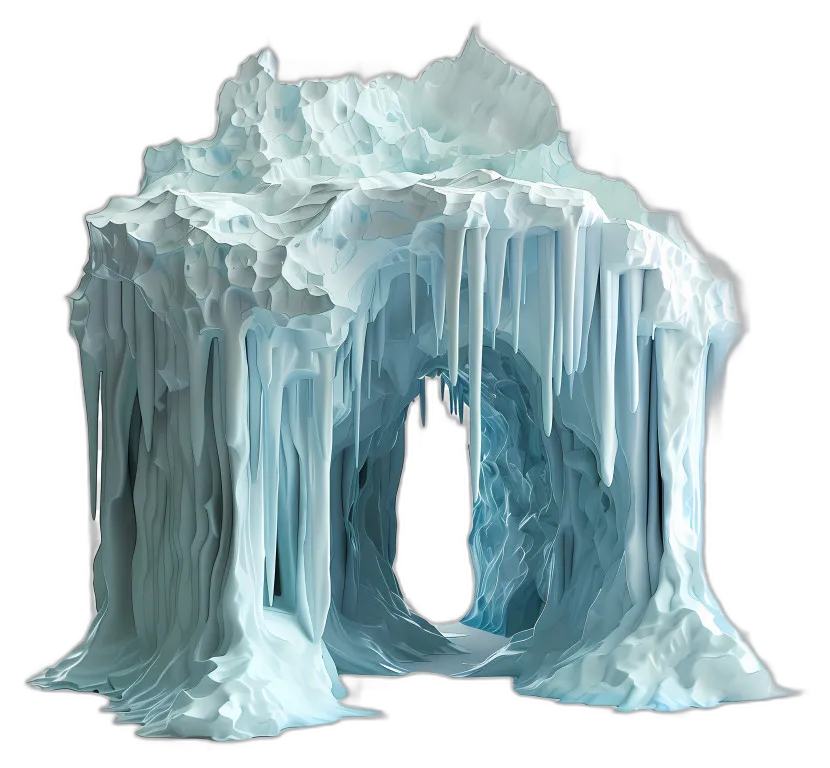 Ice Cave with Stalactites and Archway