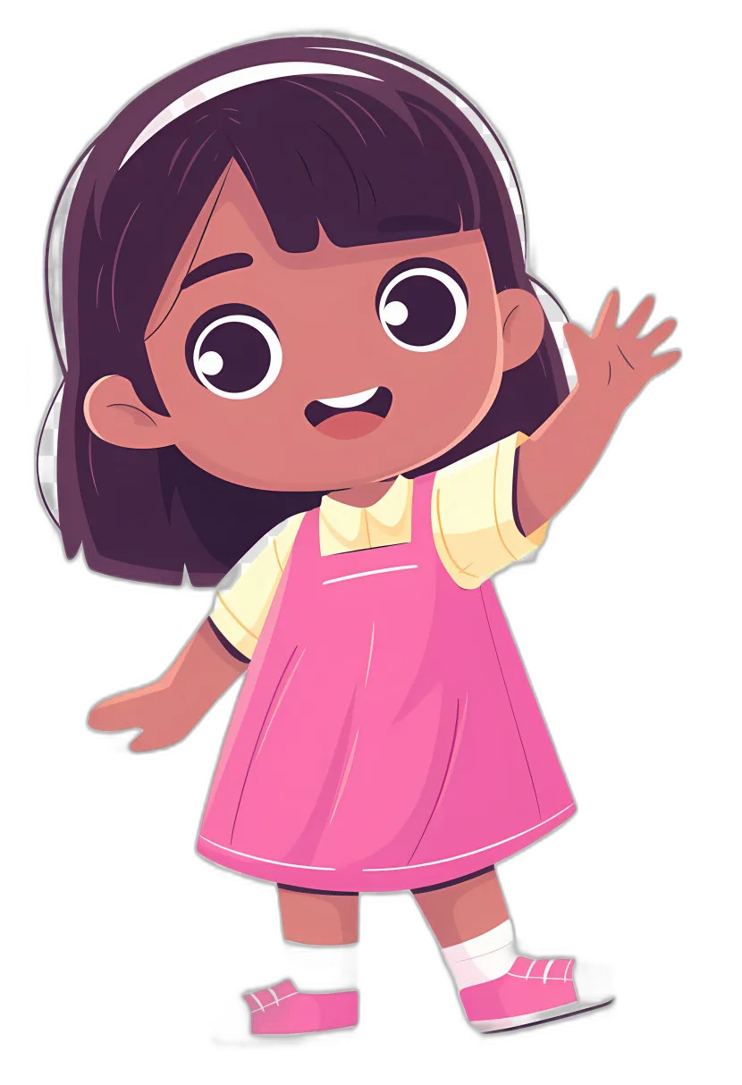 Cartoon Girl in Pink Dress