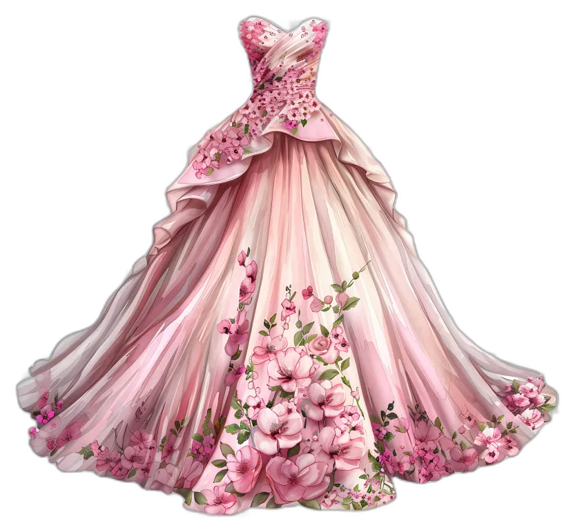 Pink Floral Ball Gown