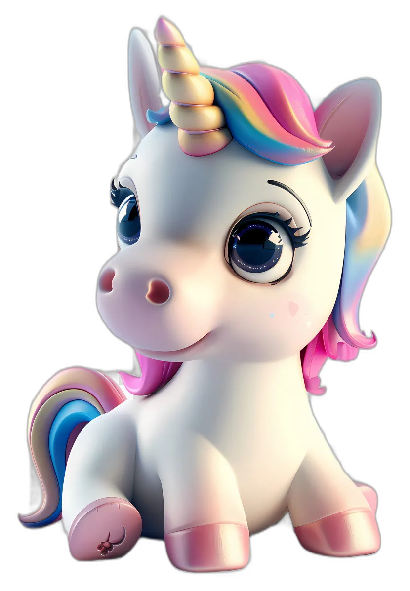 Cute Baby Unicorn with Rainbow Mane