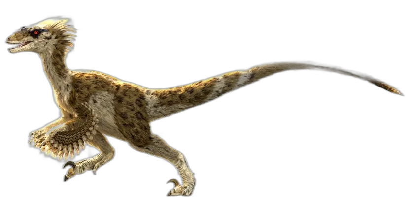 Feathered Velociraptor with Red Eyes