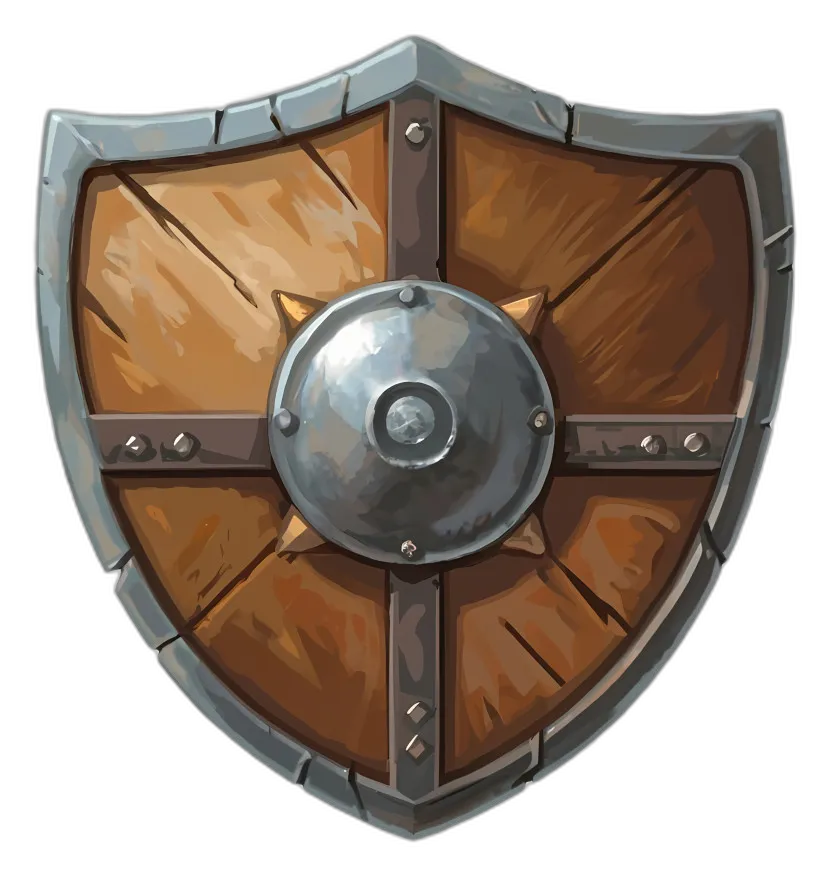 Medieval Wooden Shield with Metal Trim